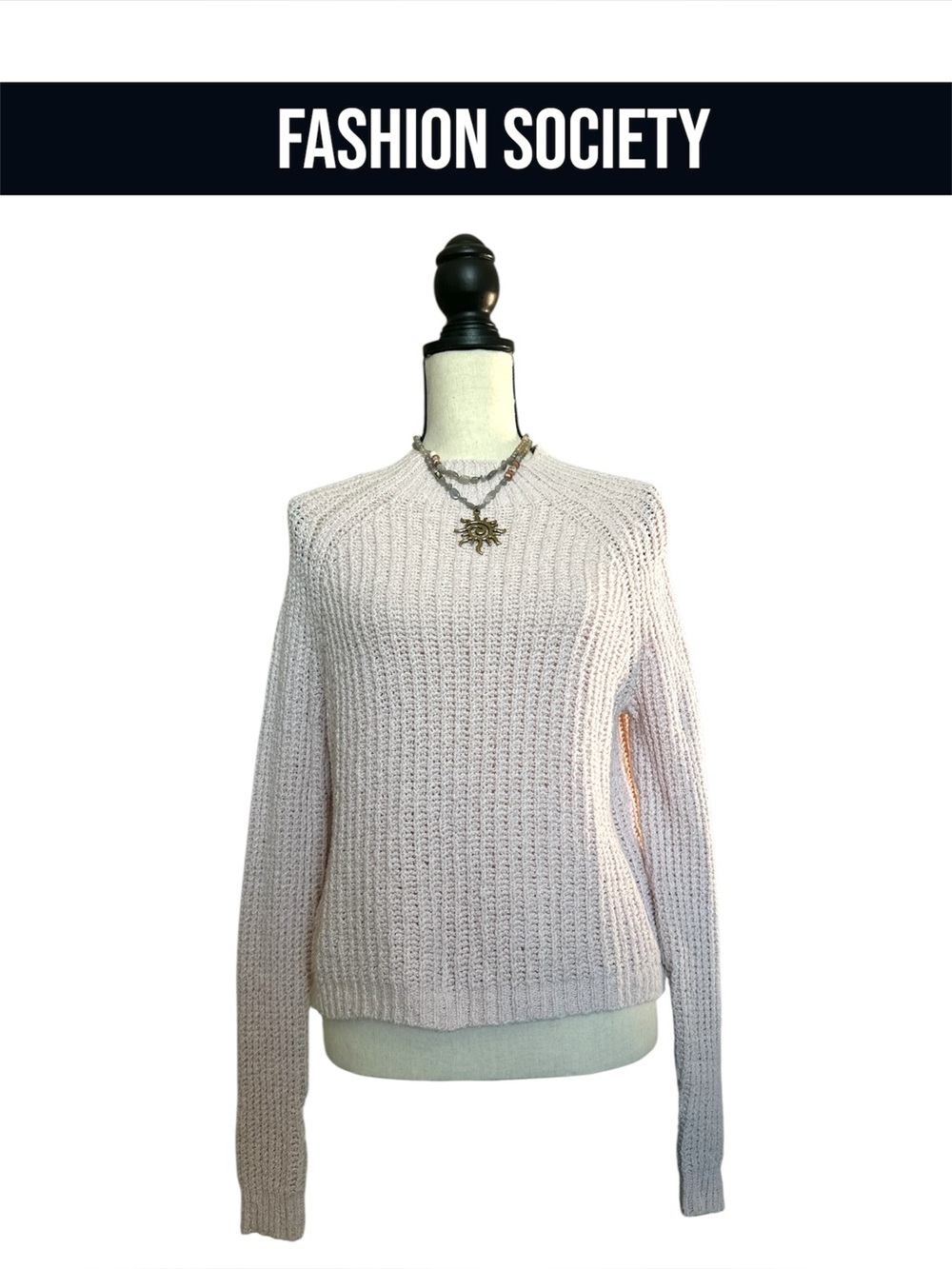 IVY AND MAIN Ribbed Crewneck Sweater in Soft Blush